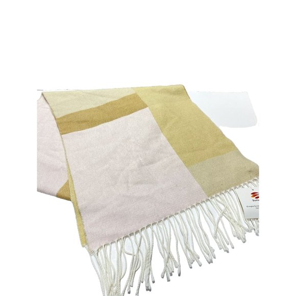 Women's Designer Winter Scarf Brand New White Cream Tan Square Colors - Picture 6 of 6